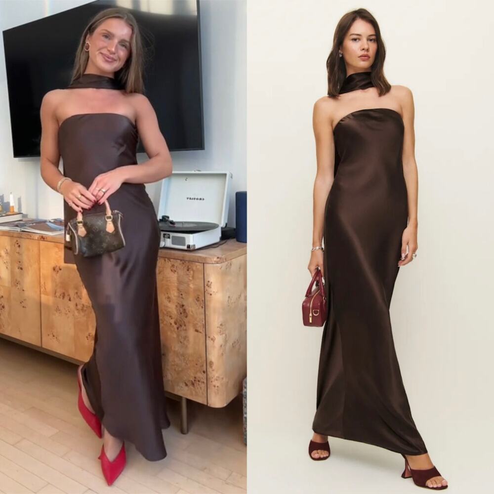 New Reformation Oren Silk Dress